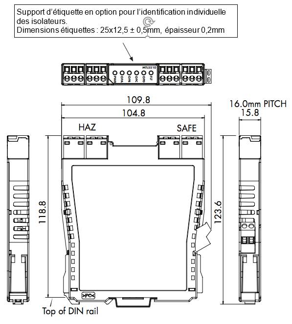  rail din mtl5500, isolateur sécurité intrinsèque